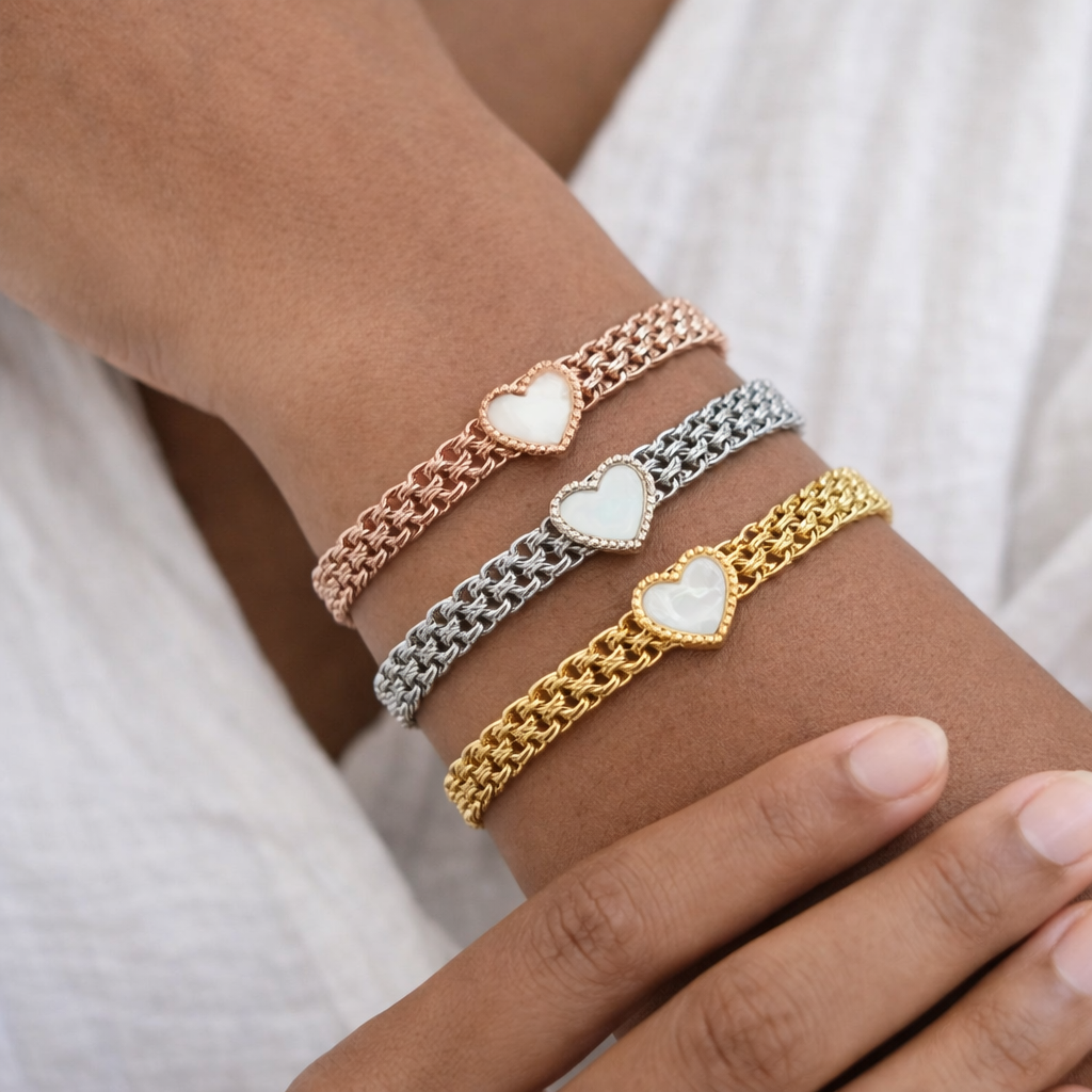 Pulseira Mesh Coração Chunky