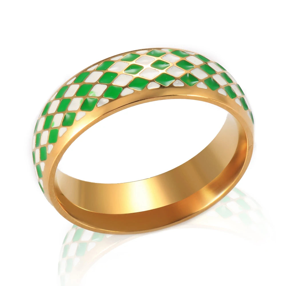 Anel Losango Esmaltado Tricolor