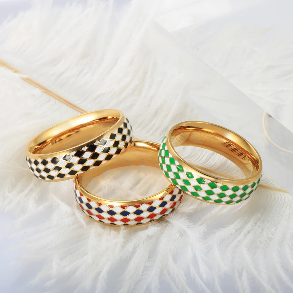 Anel Losango Esmaltado Tricolor