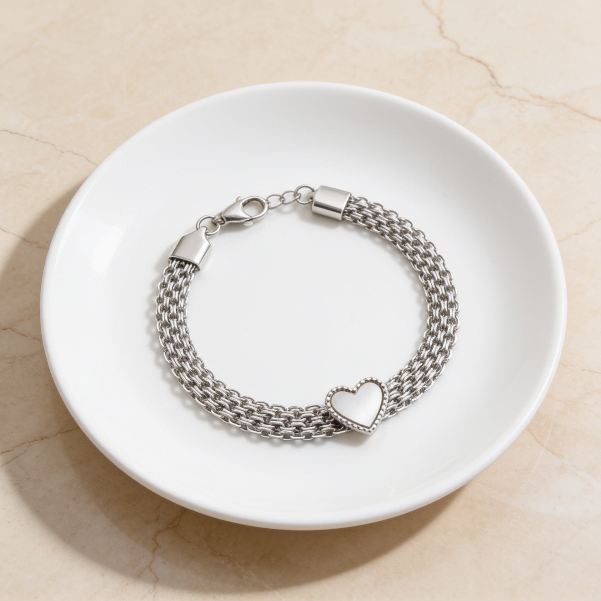 Pulseira Mesh Coração Chunky