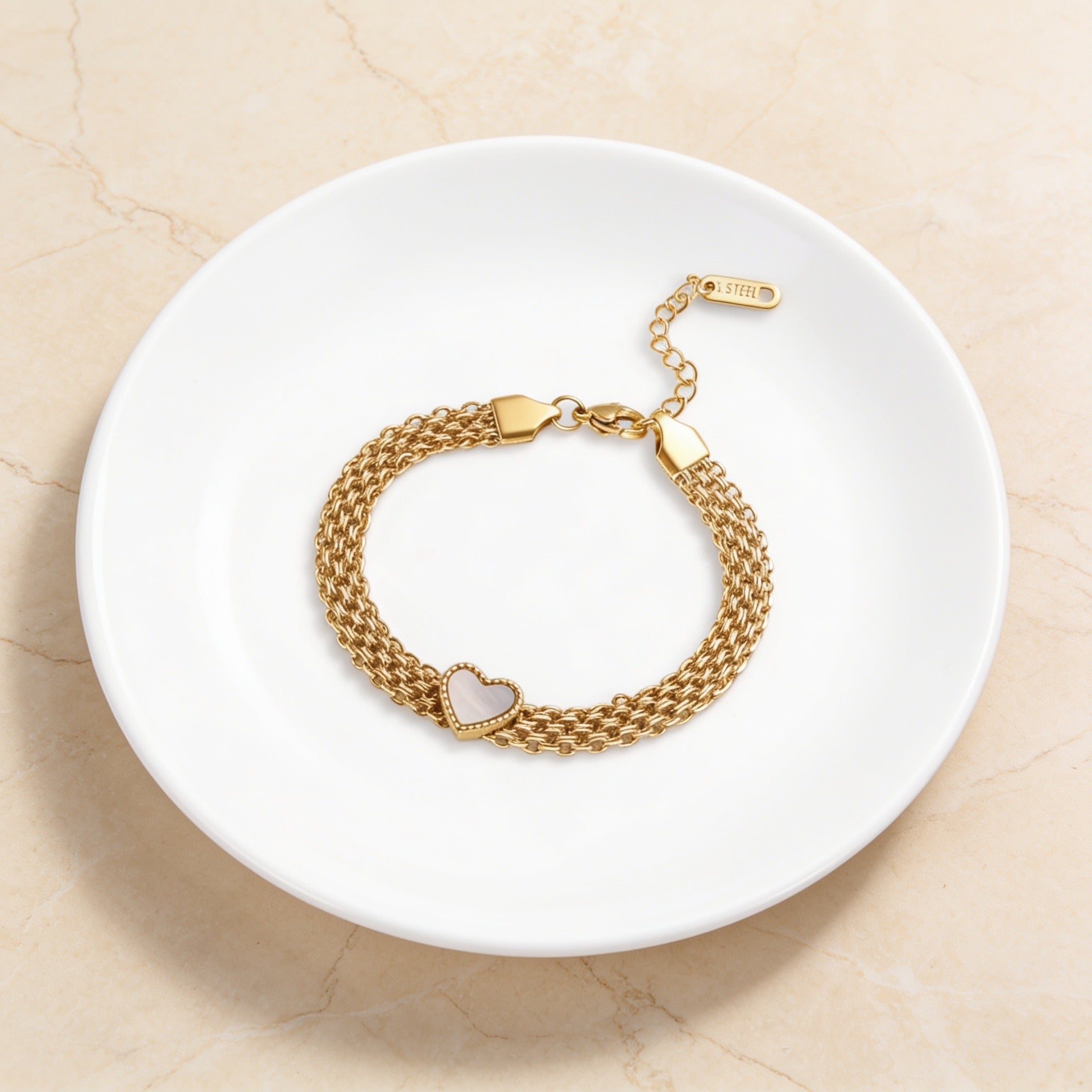Pulseira Mesh Coração Chunky