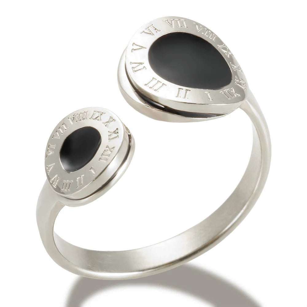 Anel Romana Esmaltado Preto