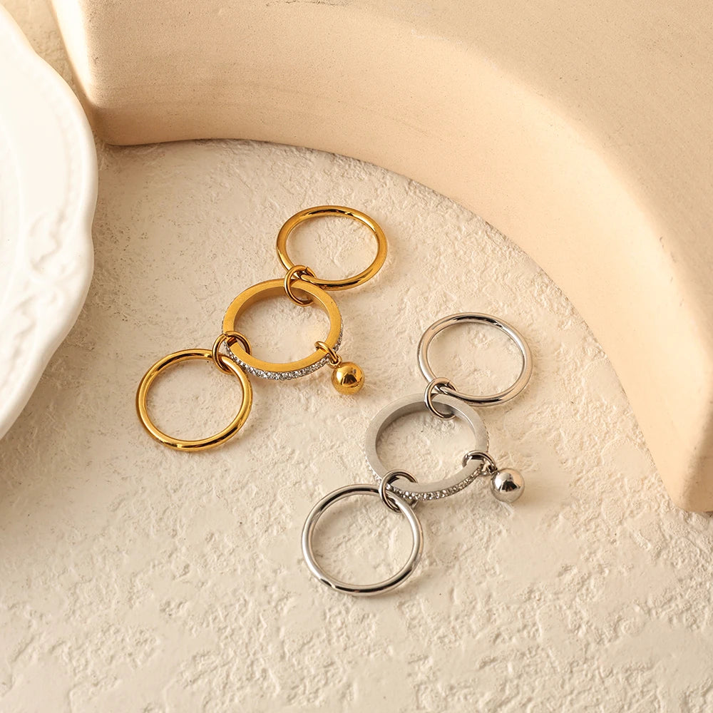 Anel Tríade Charms Cristal & Esfera