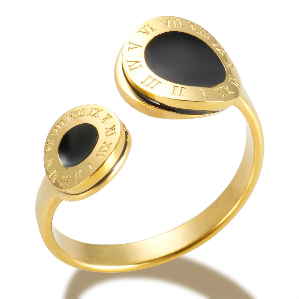 Anel Romana Esmaltado Preto