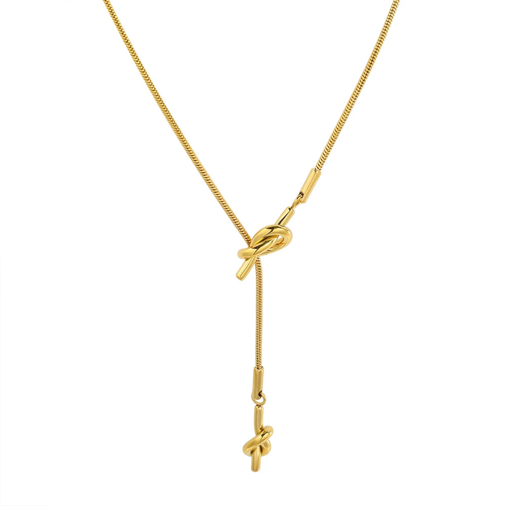 Colar Lariat Nó Dourado
