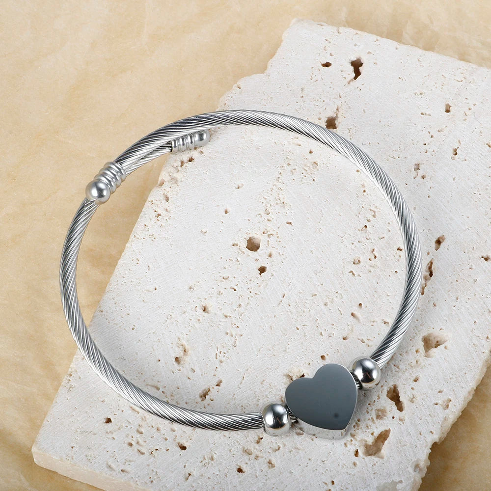 Bracelete Cabo Com Coração Giratório