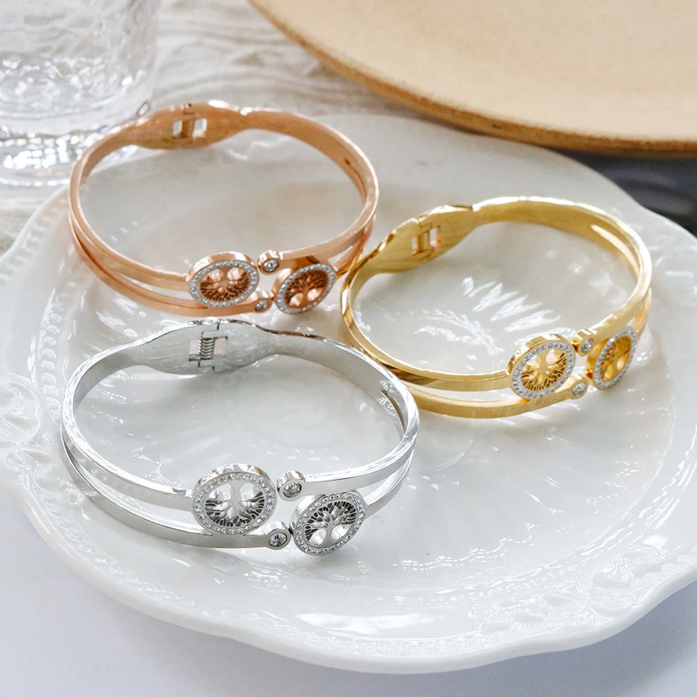 Bracelete Duplo Árvore Da Vida Com Zircônias