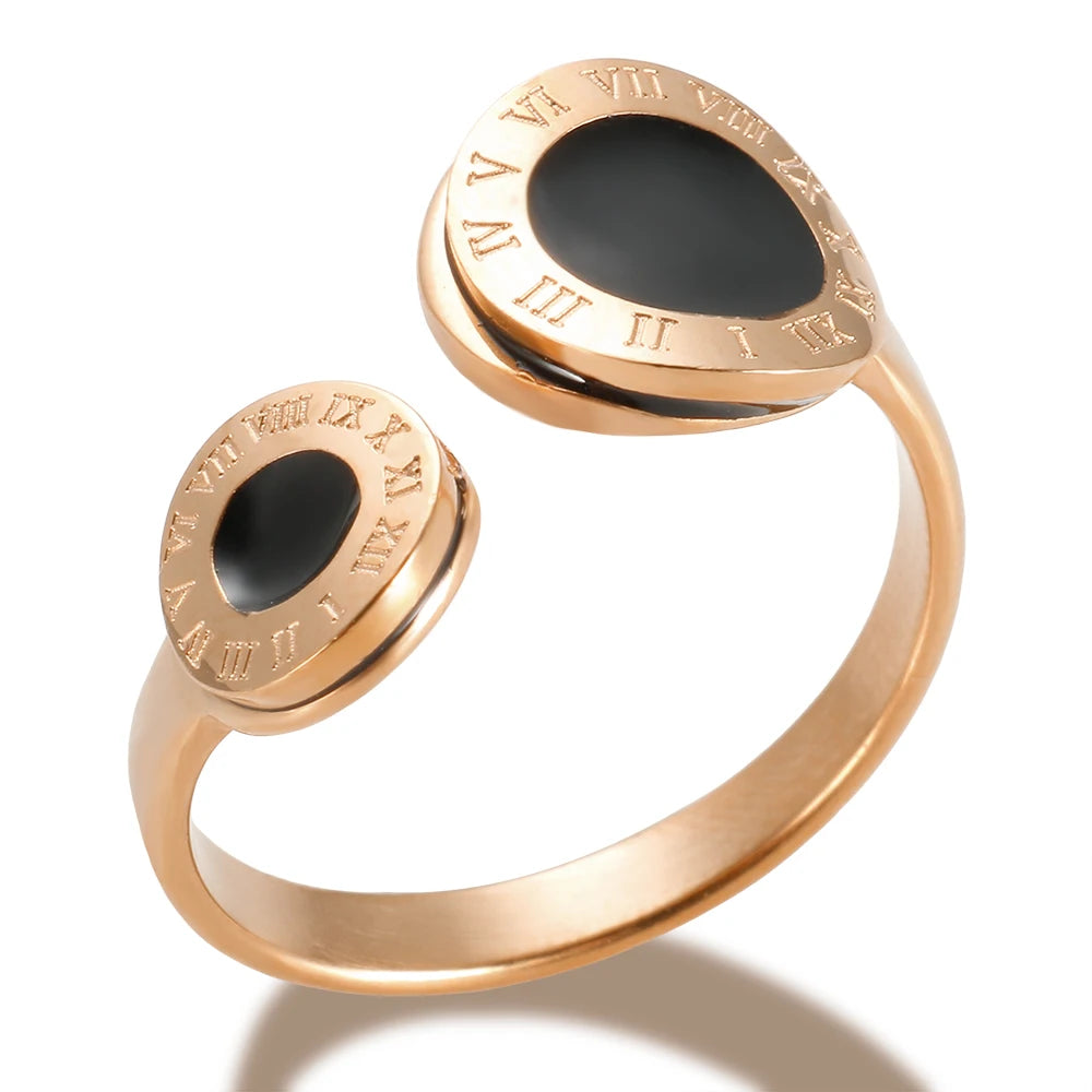 Anel Romana Esmaltado Preto