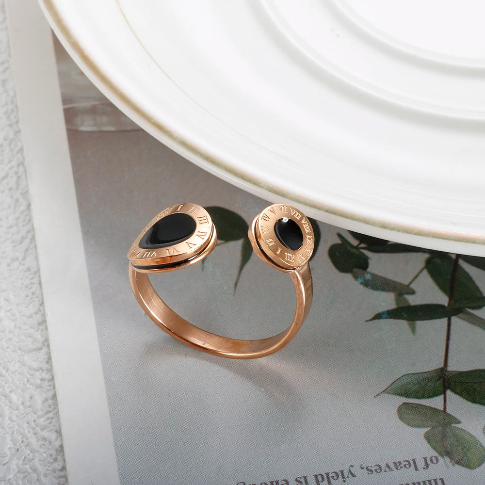 Anel Romana Esmaltado Preto
