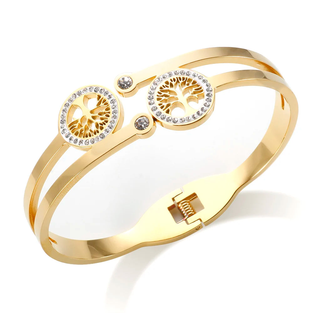 Bracelete Duplo Árvore Da Vida Com Zircônias