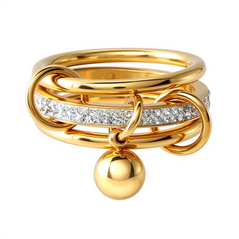 Anel Tríade Charms Cristal & Esfera