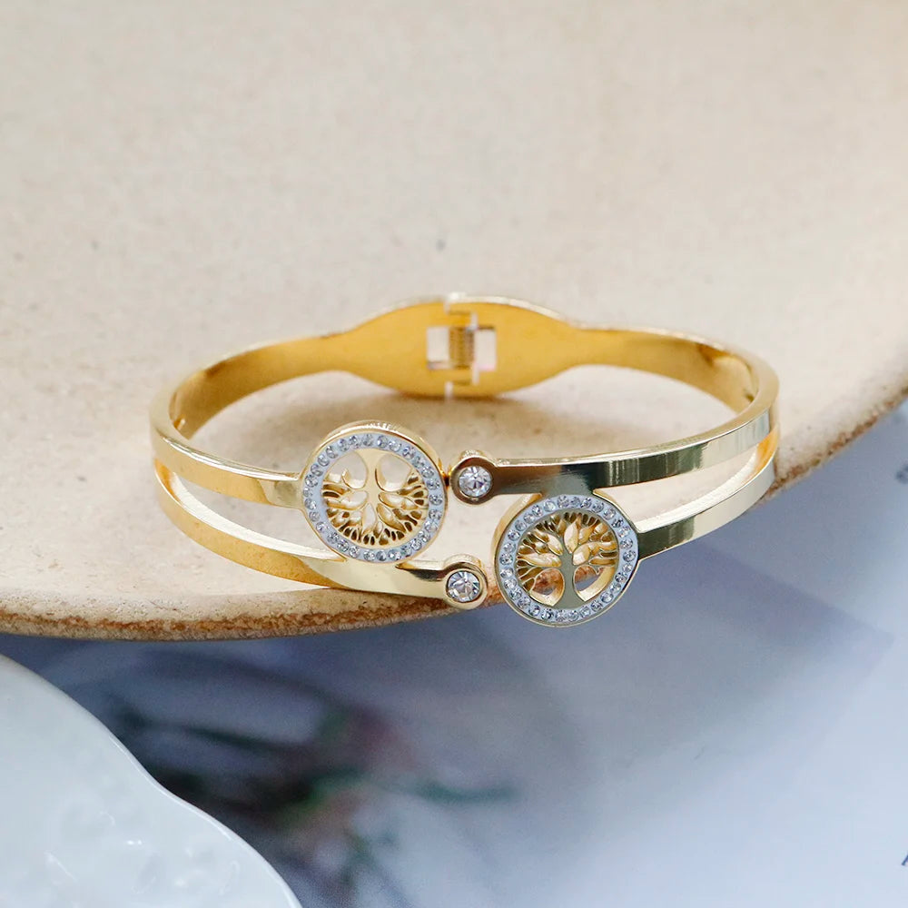 Bracelete Duplo Árvore Da Vida Com Zircônias