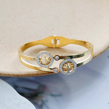 Bracelete Duplo Árvore Da Vida Com Zircônias