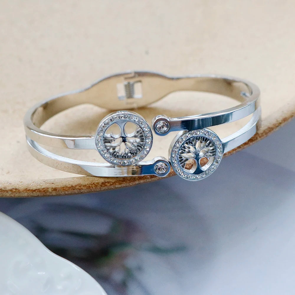Bracelete Duplo Árvore Da Vida Com Zircônias