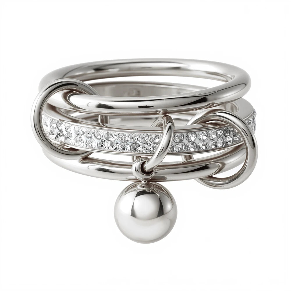 Anel Tríade Charms Cristal & Esfera