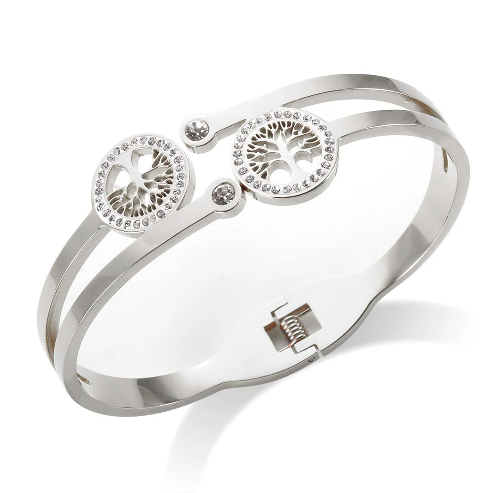 Bracelete Duplo Árvore Da Vida Com Zircônias