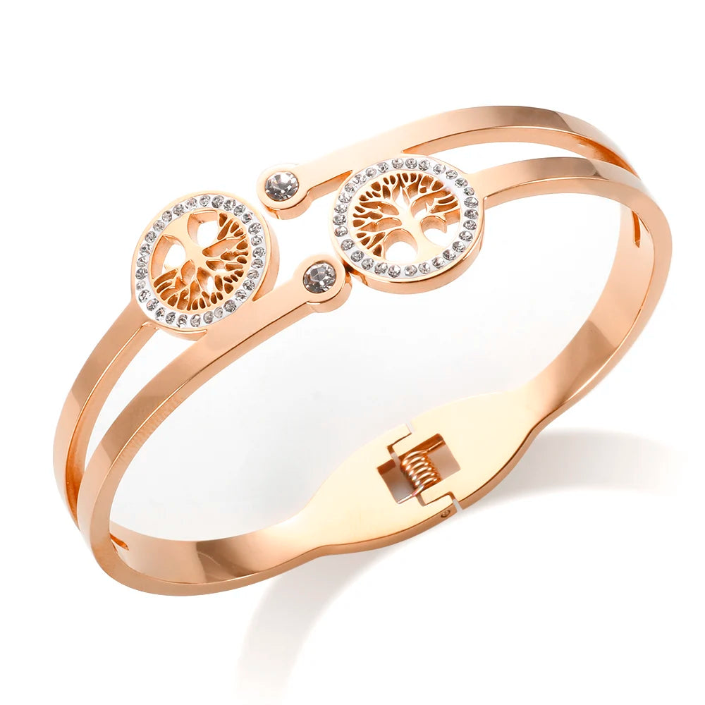 Bracelete Duplo Árvore Da Vida Com Zircônias