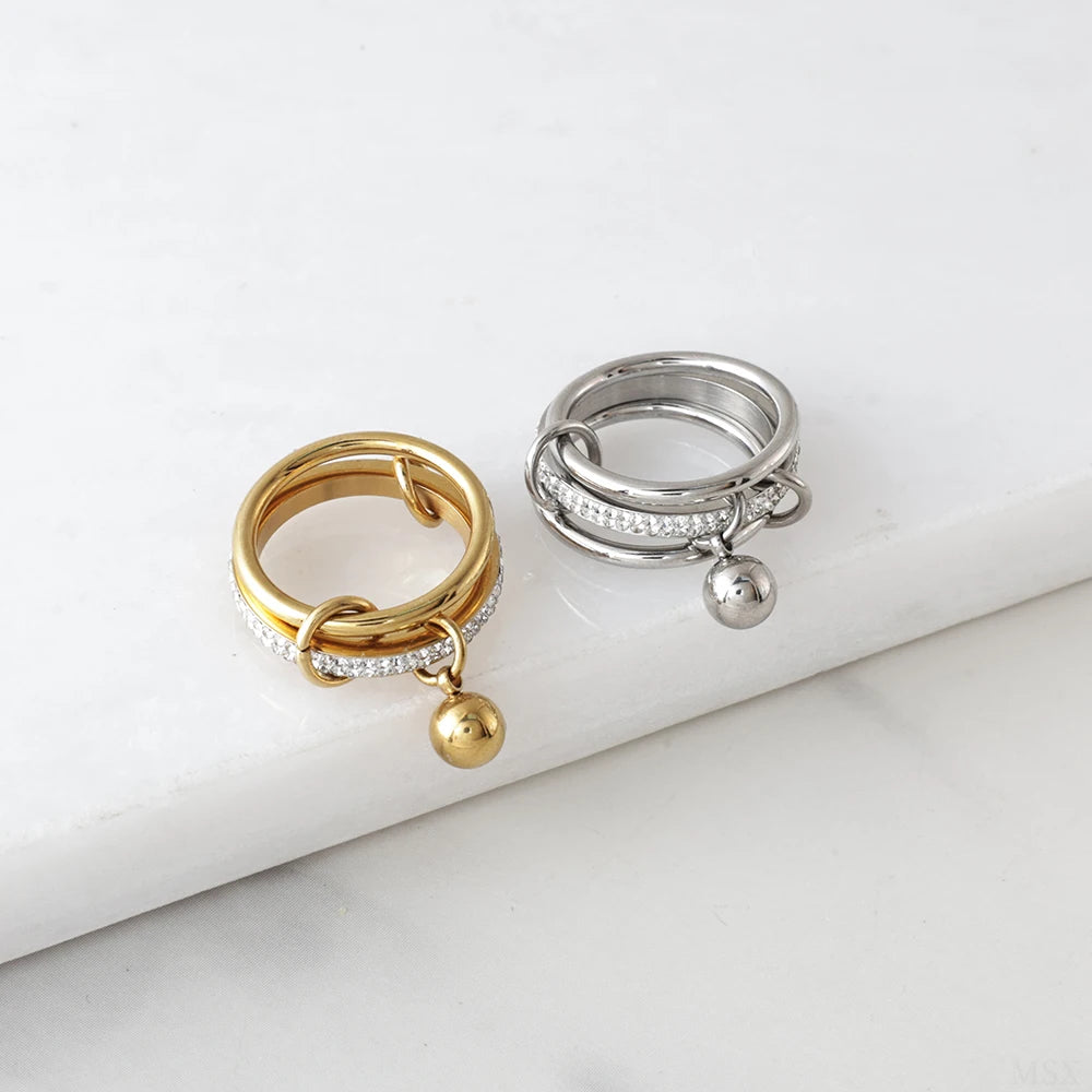 Anel Tríade Charms Cristal & Esfera