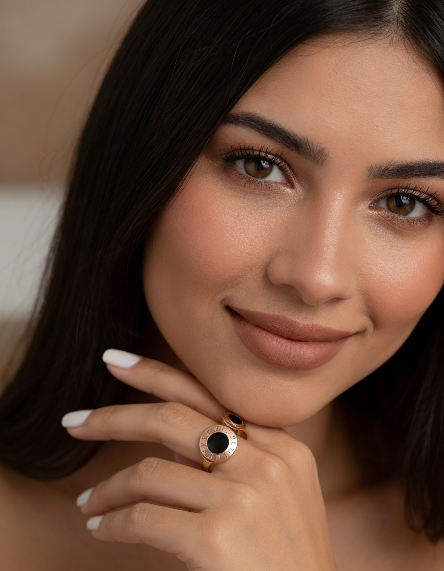 Anel Romana Esmaltado Preto