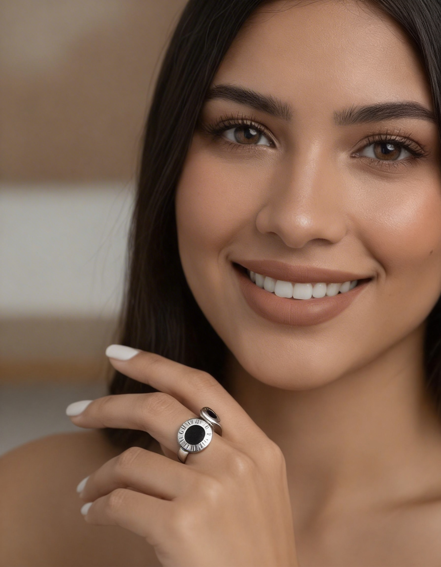 Anel Romana Esmaltado Preto