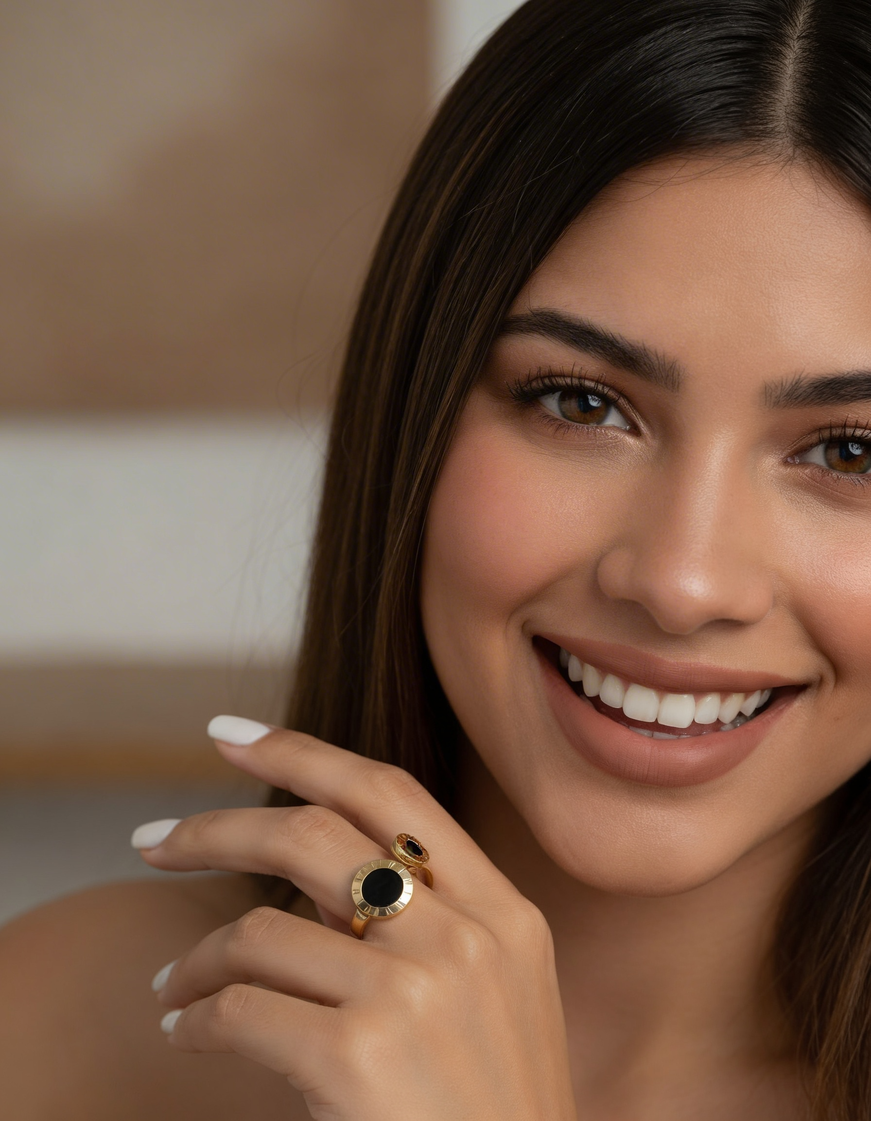 Anel Romana Esmaltado Preto