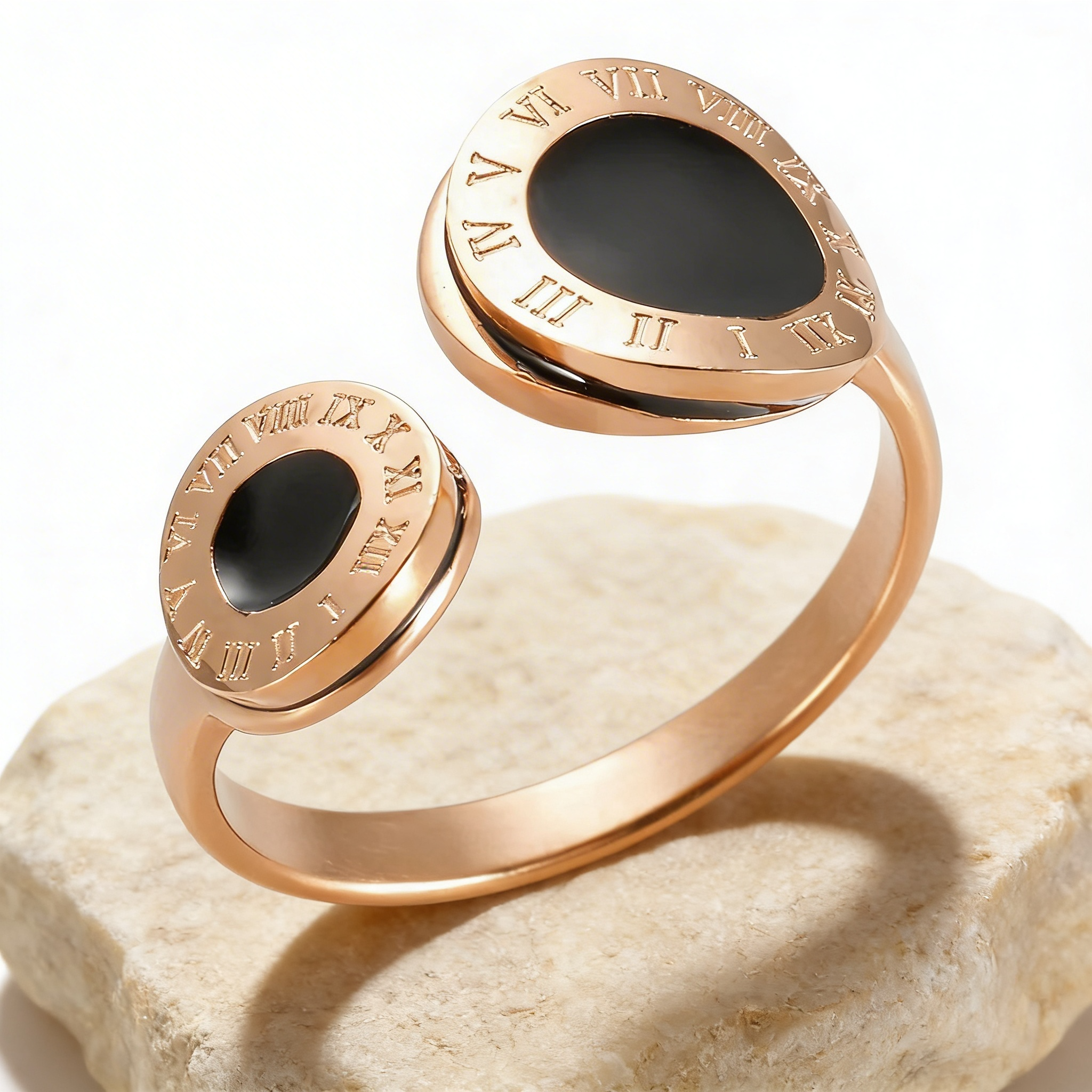 Anel Romana Esmaltado Preto