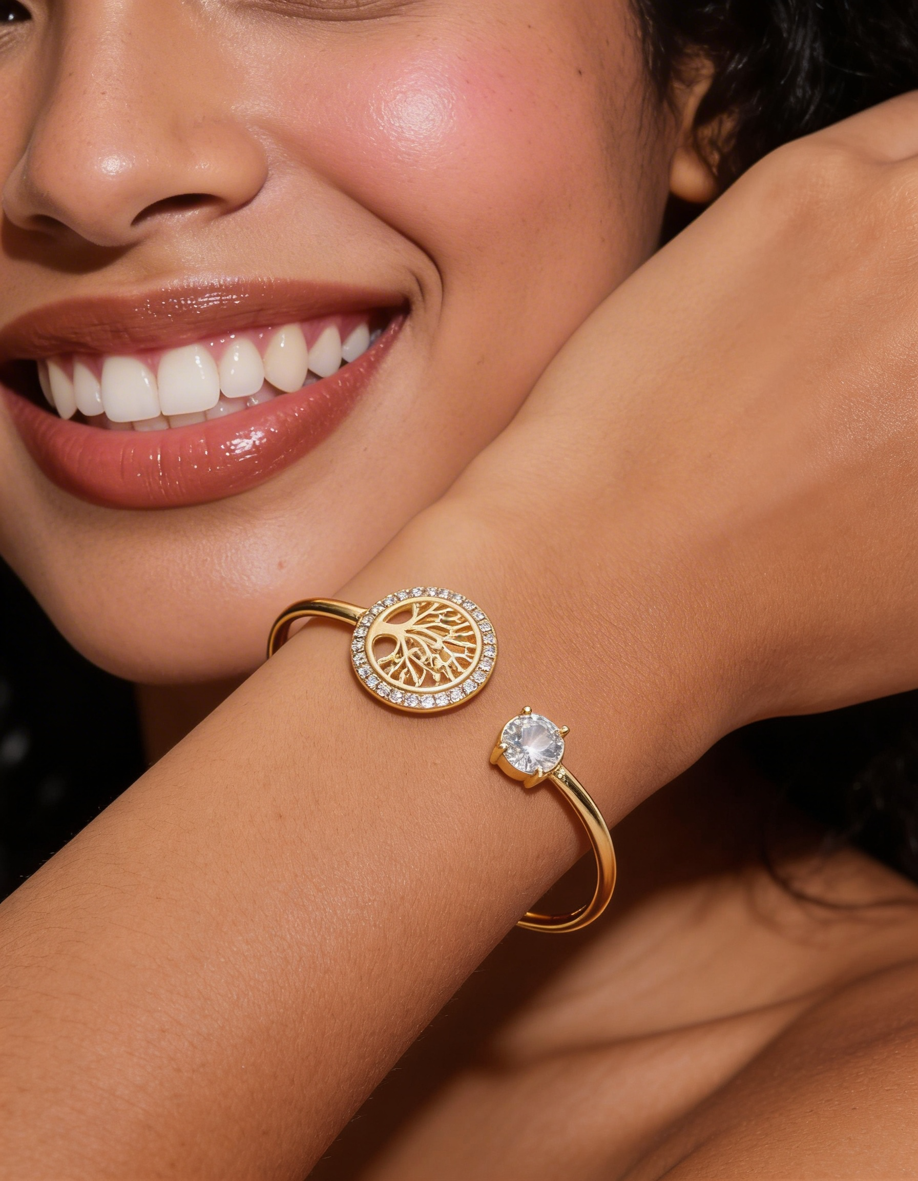 Bracelete Árvore Da Vida Com Zircônias