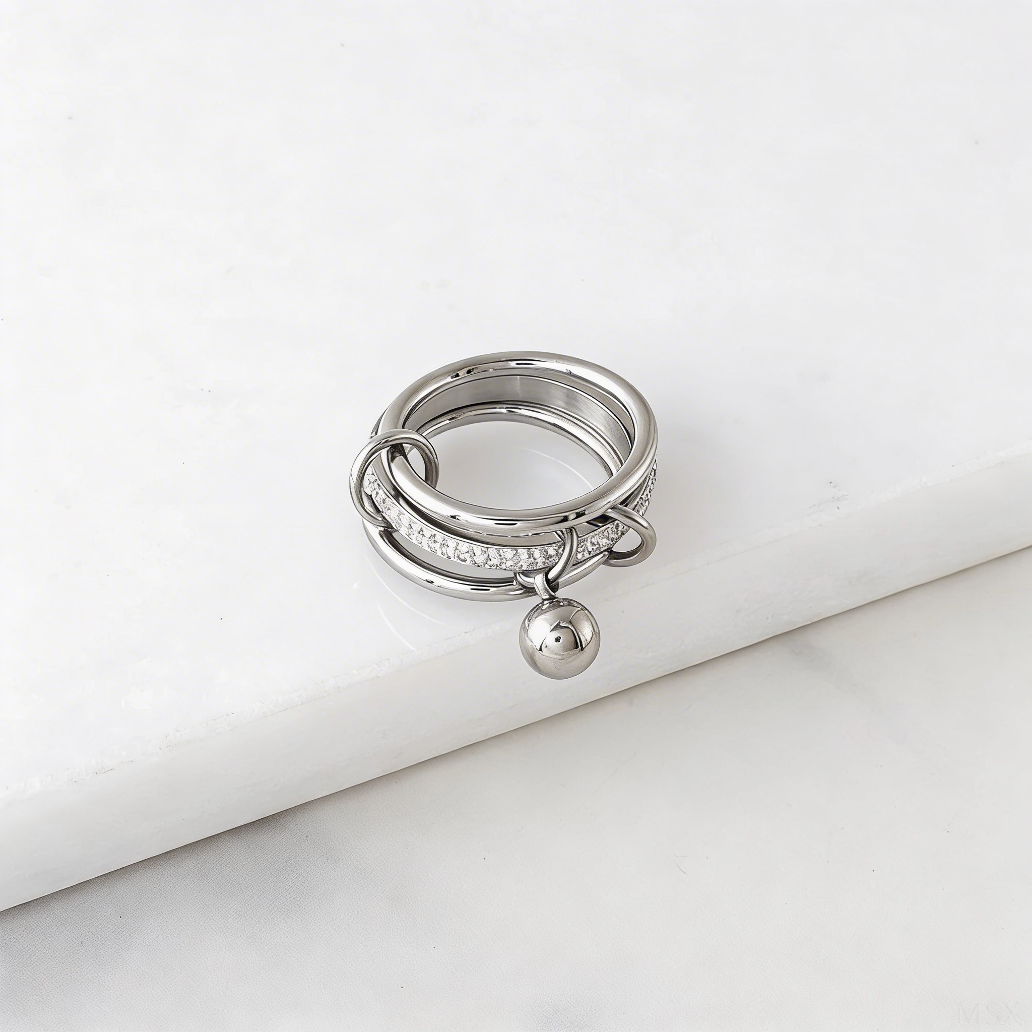 Anel Tríade Charms Cristal & Esfera
