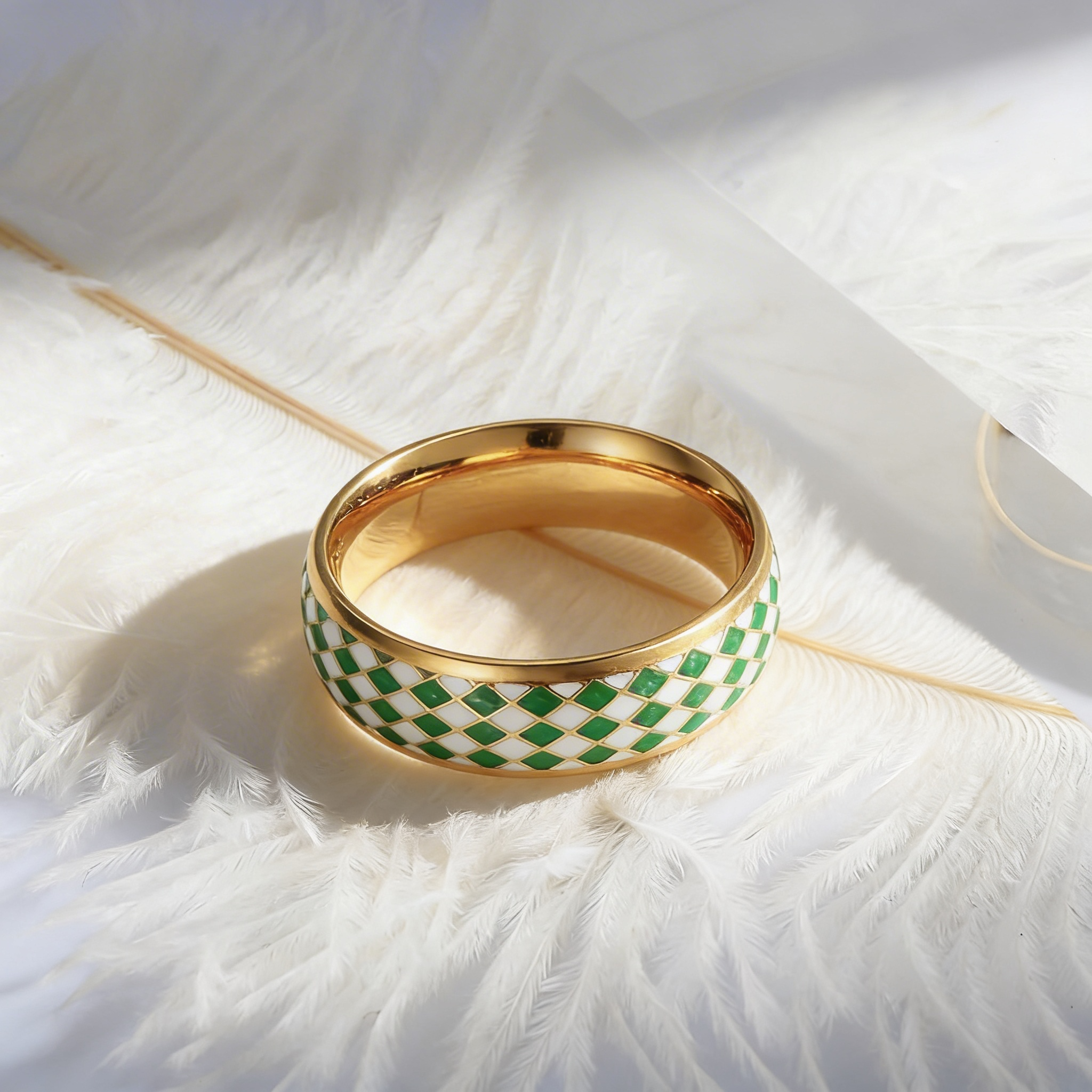 Anel Losango Esmaltado Tricolor