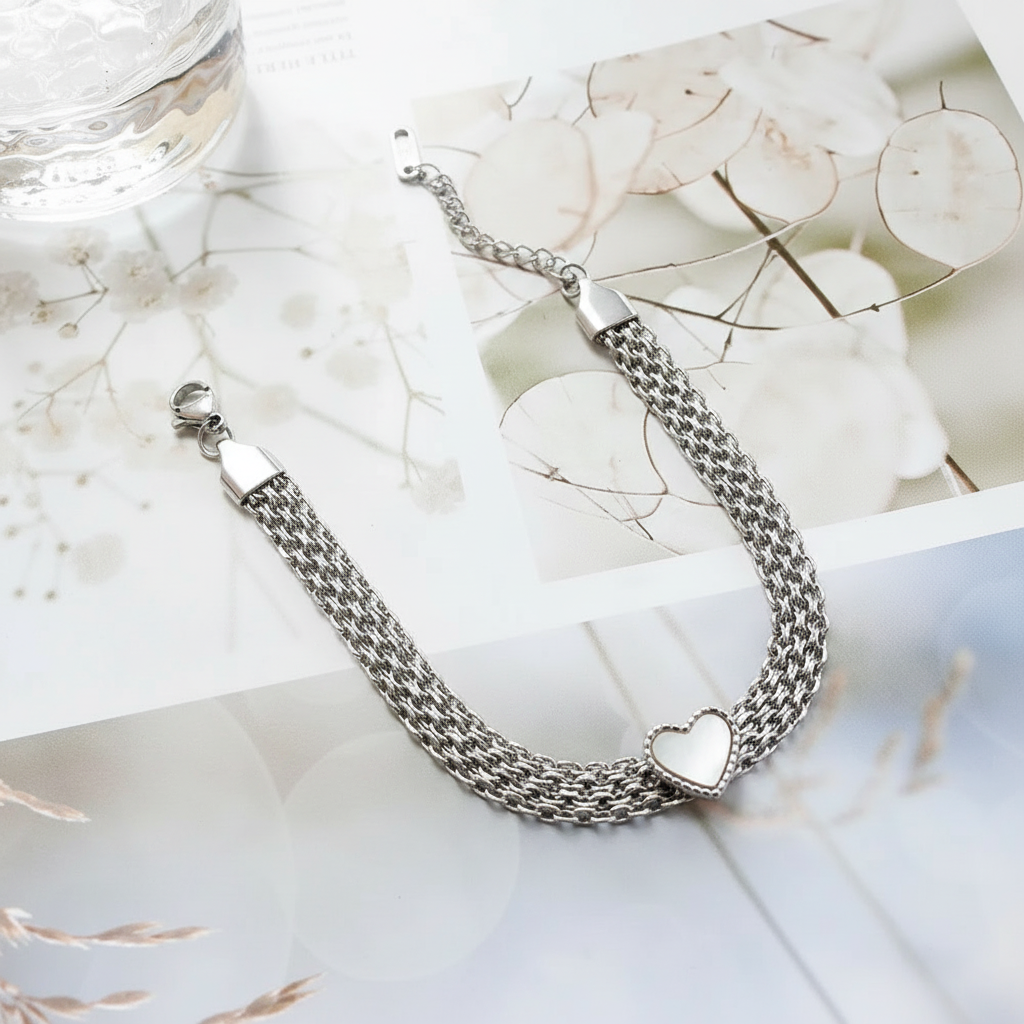 Pulseira Mesh Coração Chunky