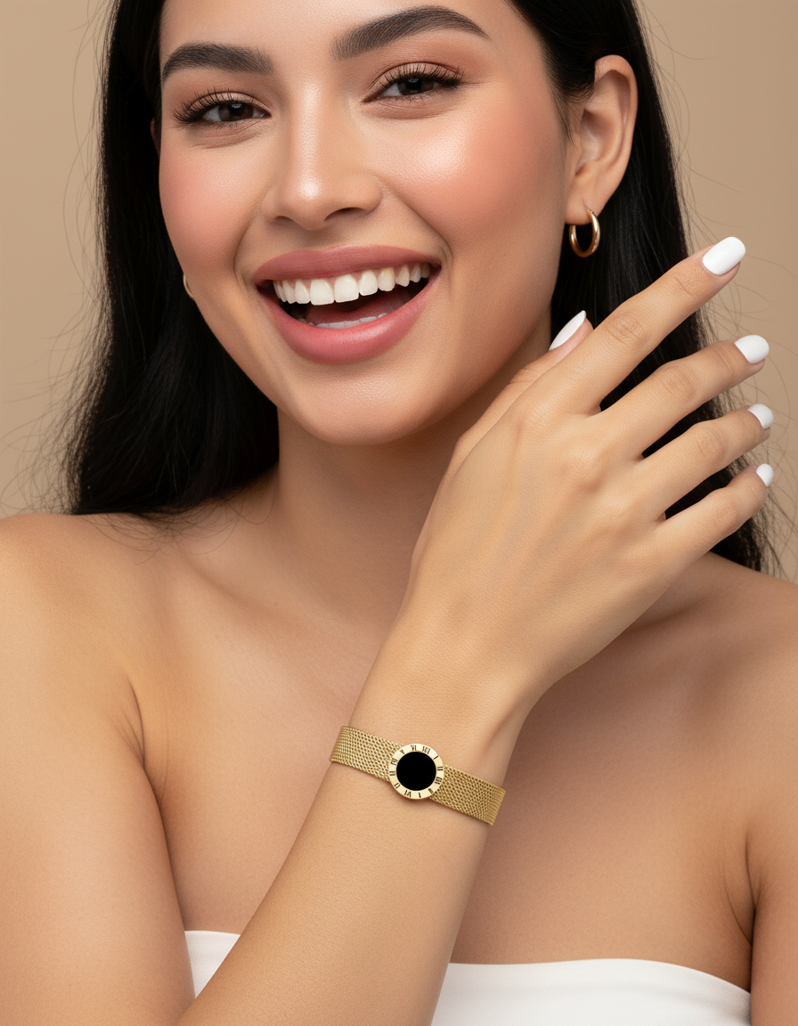 Pulseira Romana Mesh Black Charm